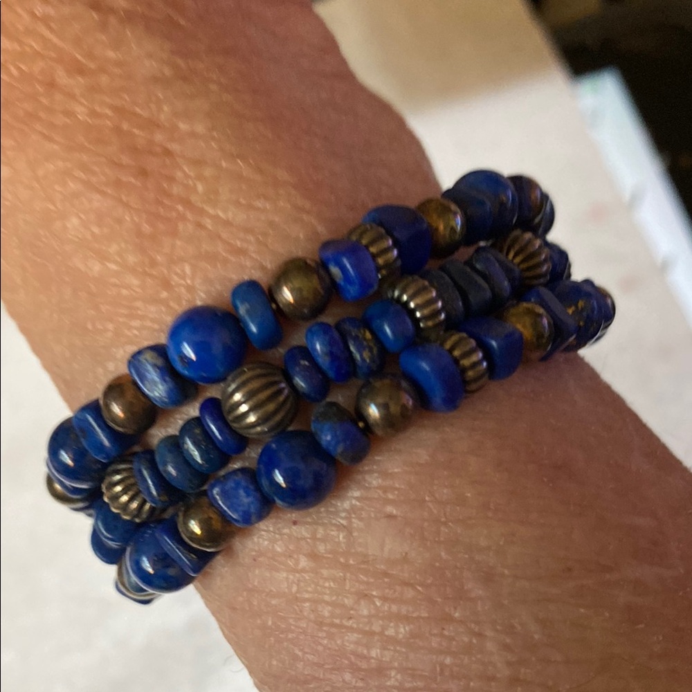 Blue and Silver Beaded Bracelet - Picture 3 of 7
